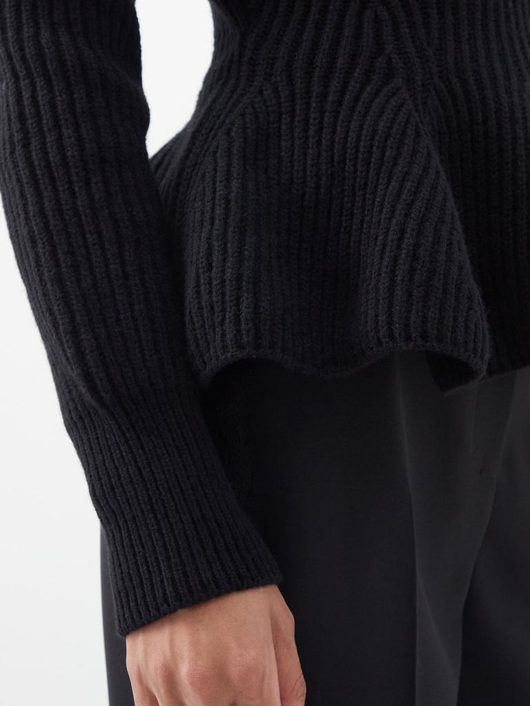 Off-the-shoulder rib-knit cashmere-blend sweater商品第4张图片规格展示