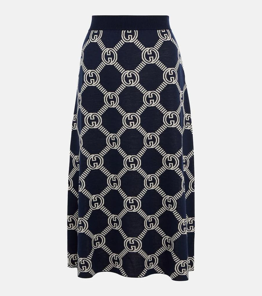 商品Gucci|GG reversible wool-blend midi skirt,价格¥9105,第1张图片