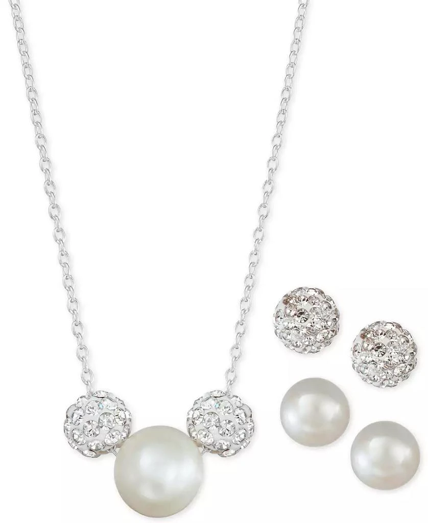 商品Macy's|3-Pc. Set Cultured Freshwater Pearl & Crystal Fireballs Pendant Necklace & 2-Pr. Matching Stud Earrings,价格¥389,第1张图片