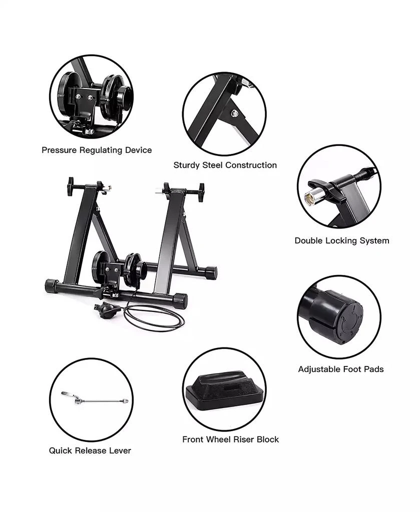 商品Costway|Magnetic Indoor Bicycle Bike Trainer Exercise Stand 8 levels of Resistance,价格¥543,第5张图片详细描述