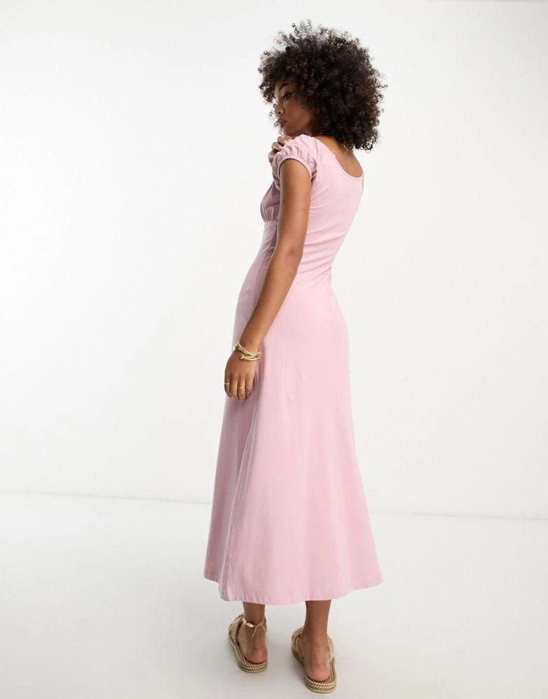 商品ASOS|ASOS DESIGN cap sleeve ruched midi tea dress in dusty pink,价格¥180,第3张图片详细描述