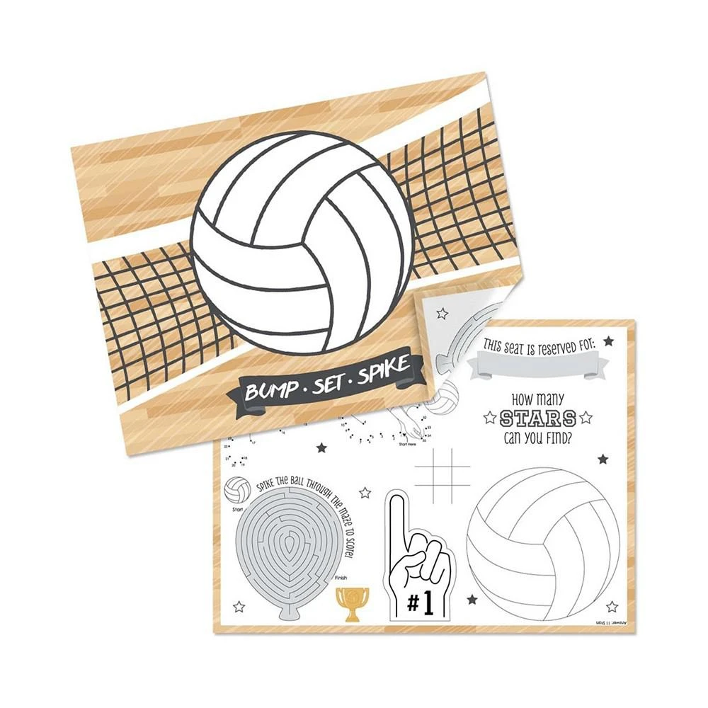 商品Big Dot of Happiness|Bump, Set, Spike - Volleyball - Paper Coloring Sheets Activity Placemats - 16 ct,价格¥157,第1张图片