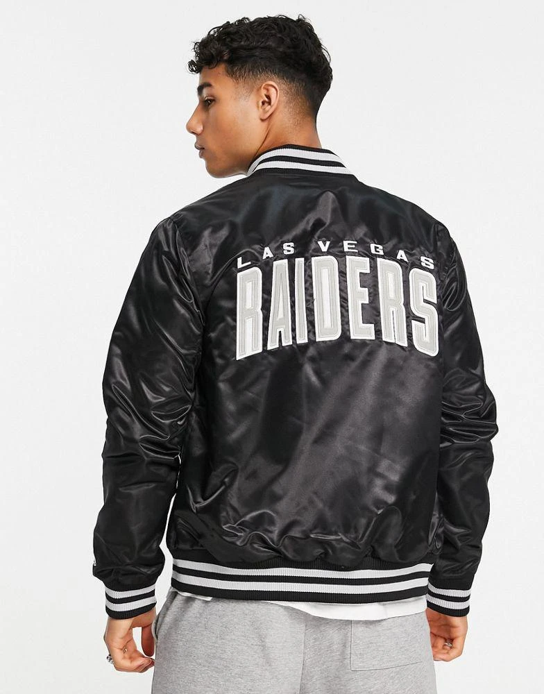 商品New Era|New Era NFL Las Vegas Raiders satin bomber jacket in black,价格¥1014,第1张图片