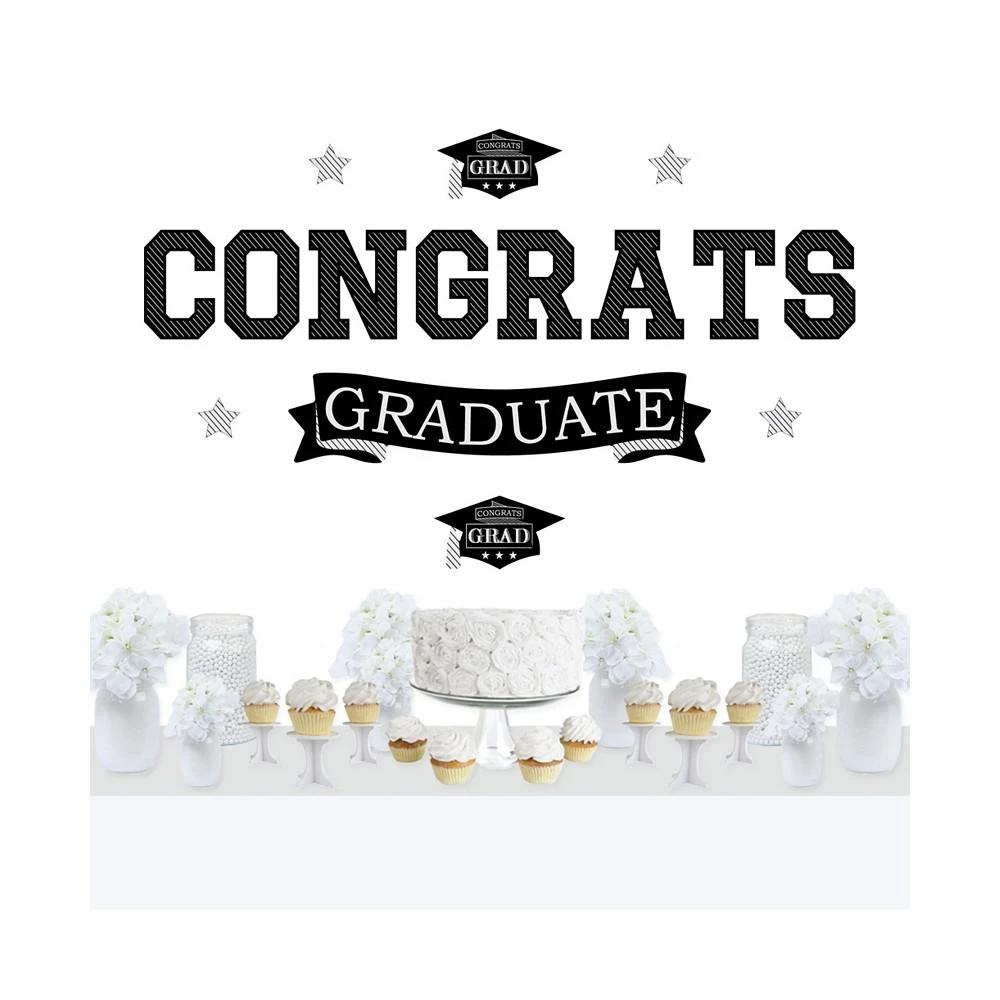 商品Big Dot of Happiness|Graduation Cheers Peel & Stick Graduation Party Wall Decals Backdrop,价格¥261,第1张图片