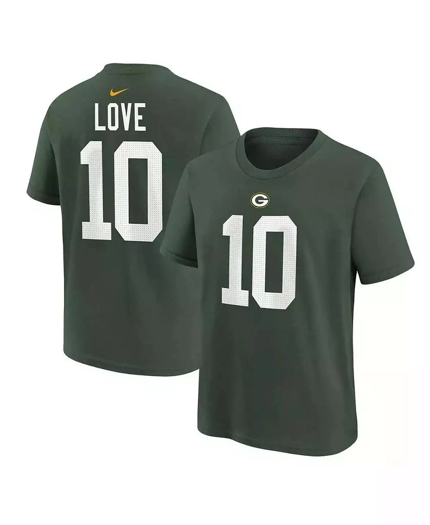 商品NIKE|Preschool Boys and Girls Jordan Love Green Green Bay Packers Player Name and Number T-shirt,价格¥214,第1张图片