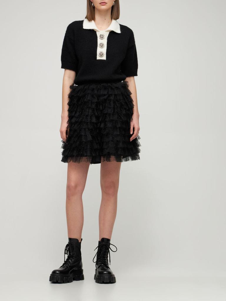 Ruffled Tulle Mini Skirt商品第1张图片规格展示