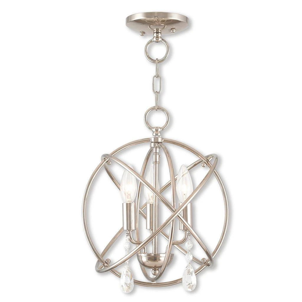 商品Livex Lighting|Three Light Polished Nickel Convertible Mini Chandelier/Ceiling Mount,价格¥1118,第2张图片详细描述