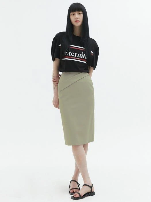 商品HAE BY HAEKIM|Folder Pencil Skirt (Beige),价格¥987,第2张图片详细描述