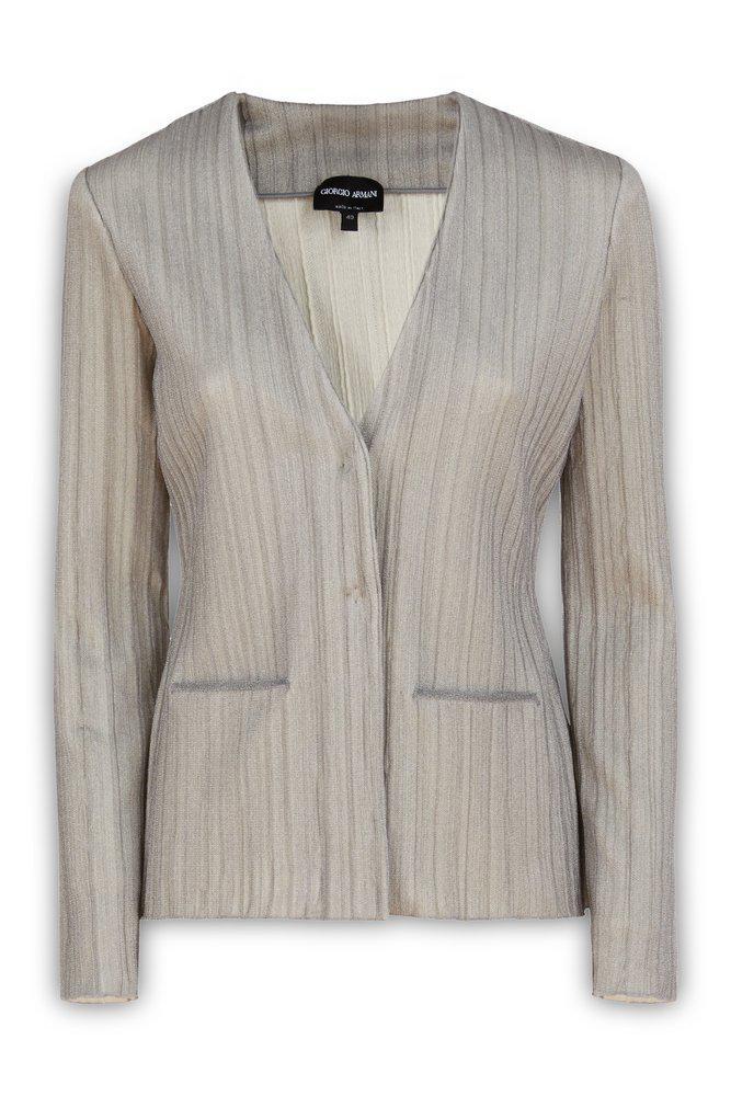 商品Giorgio Armani|Giorgio Armani V-Neck Long Sleeved Blazer,价格¥4904,第1张图片