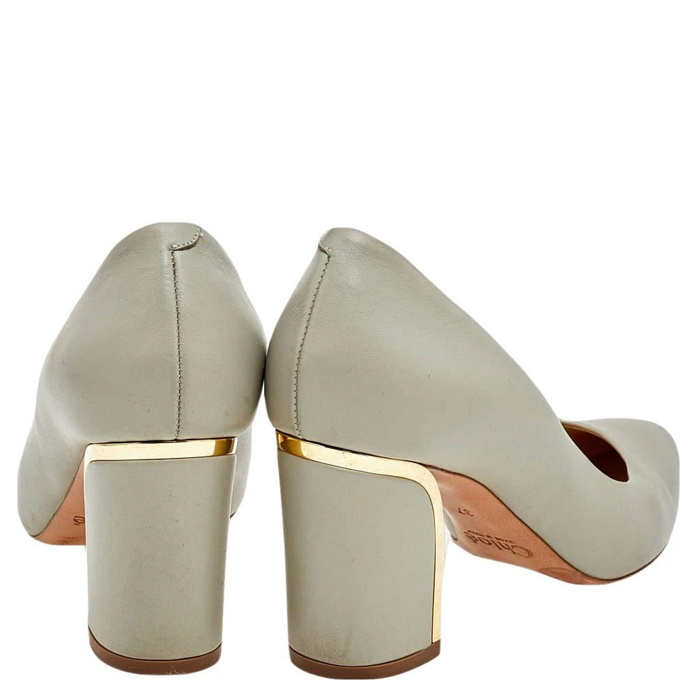 商品[二手商品] Chloé|Chloe Grey Leather Beckie Block Heel Pumps Size 37,价格¥1022,第5张图片详细描述