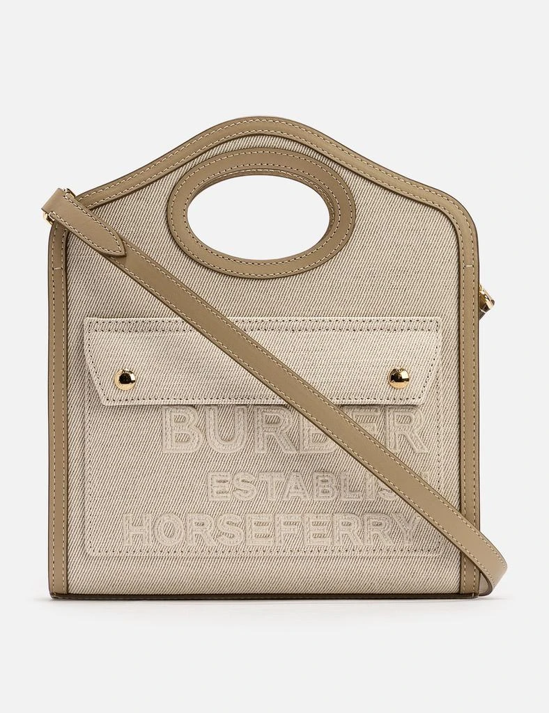 商品Burberry|Mini Horseferry Linen Cotton Canvas Pocket Bag,价格¥10992,第1张图片