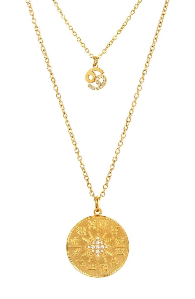 商品Savvy Cie Jewels|14K Yellow Gold Plated Layered Zodiac Pendant Necklace,价格¥378,第1张图片
