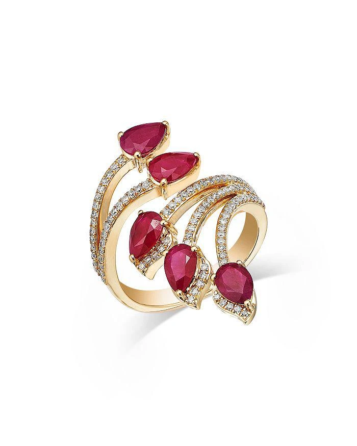 商品Bloomingdale's Fine Collection|14K Yellow Gold Ruby Double Row Bypass Ring,价格¥22688,第1张图片详细描述