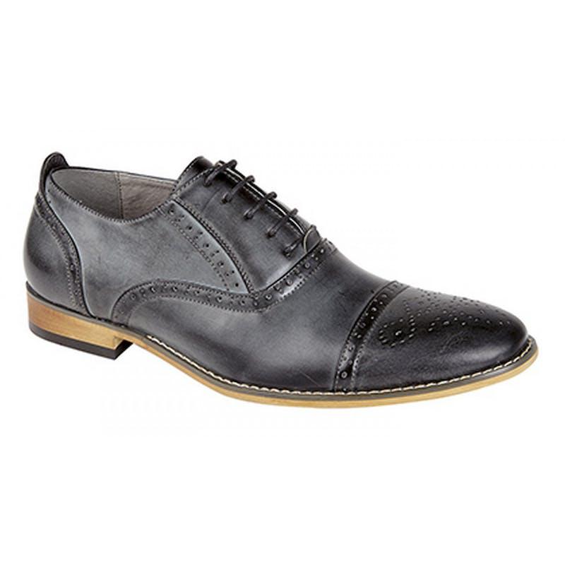 Mens Capped Lace Oxford Brogue Shoes Gray商品第1张图片规格展示