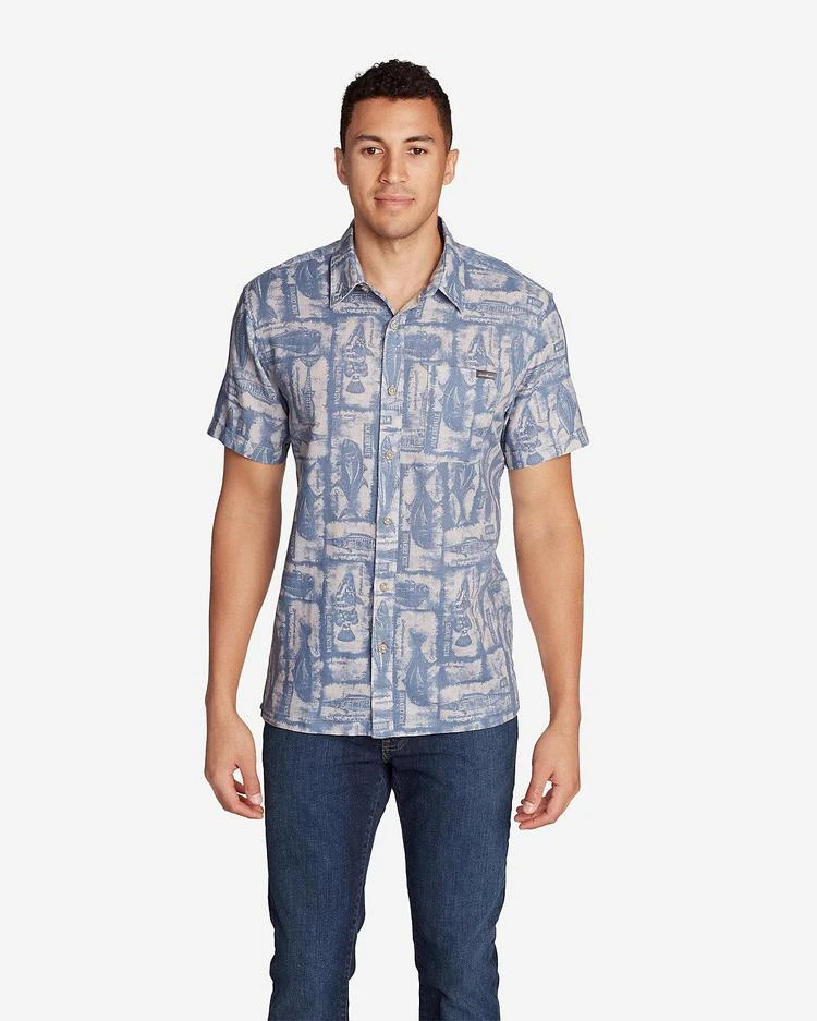 商品Eddie Bauer|Men's Larrabee Short-Sleeve Shirt - Print,价格¥261-¥365,第3张图片详细描述