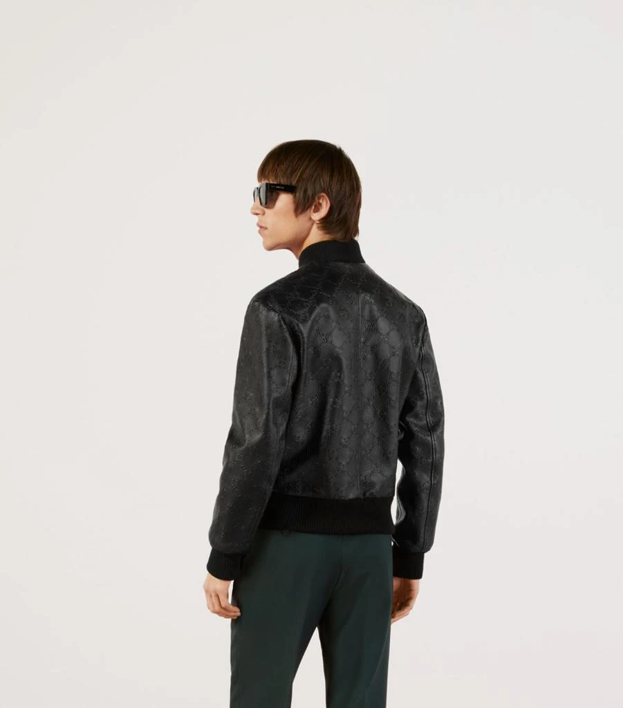 商品Gucci|Leather GG Supreme Bomber Jacket,价格¥36861,第4张图片详细描述