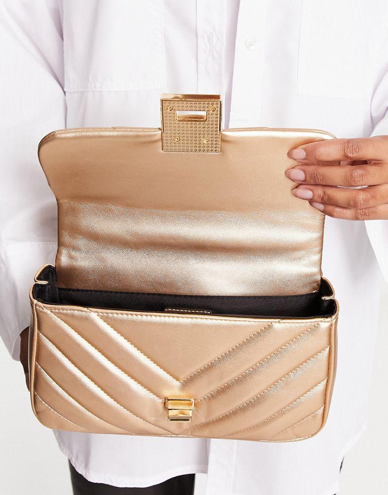 商品ALDO|ALDO Hays bag in gold quilt with gold hardware,价格¥527,第5张图片详细描述