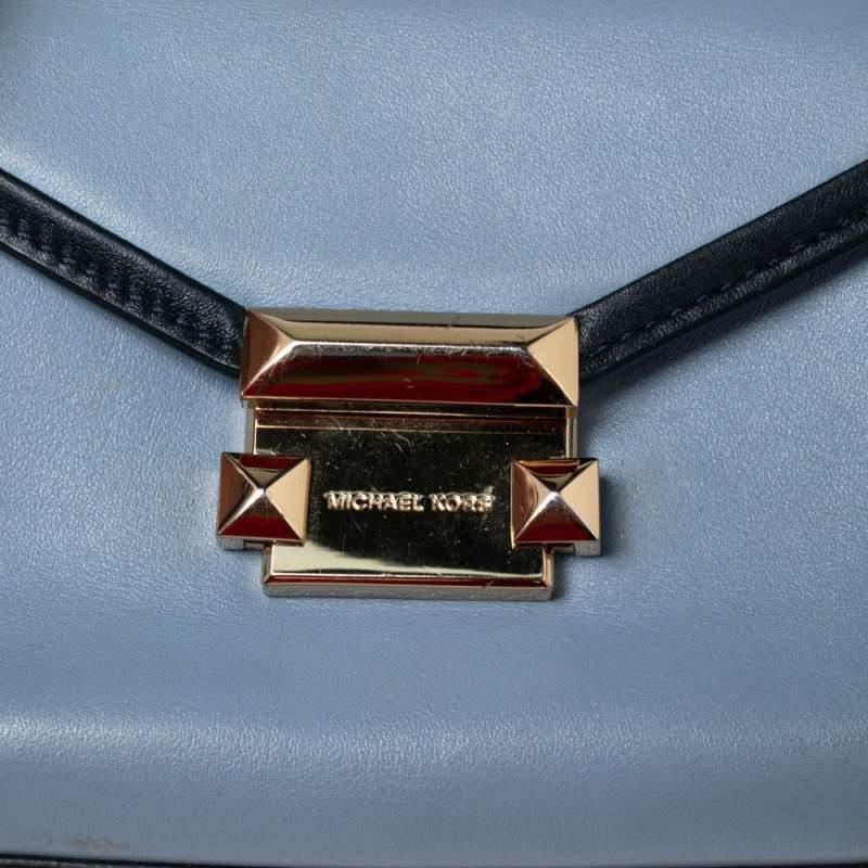 商品[二手商品] Michael Kors|Michael Kors Two Tone Blue Leather Mini Whitney Top Handle Bag,价格¥1182,第7张图片详细描述