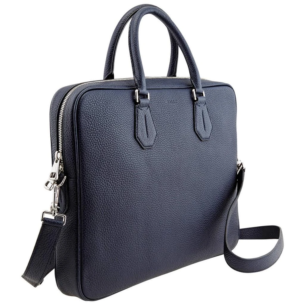 商品Bally|Staz Textured Navy Blue Leather Business Bag,价格¥5248,第3张图片详细描述