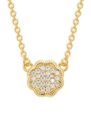 商品Sterling Forever|14K Goldplated & Cubic Zirconia Rose Petal Pendant Necklace/18",价格¥217,第1张图片