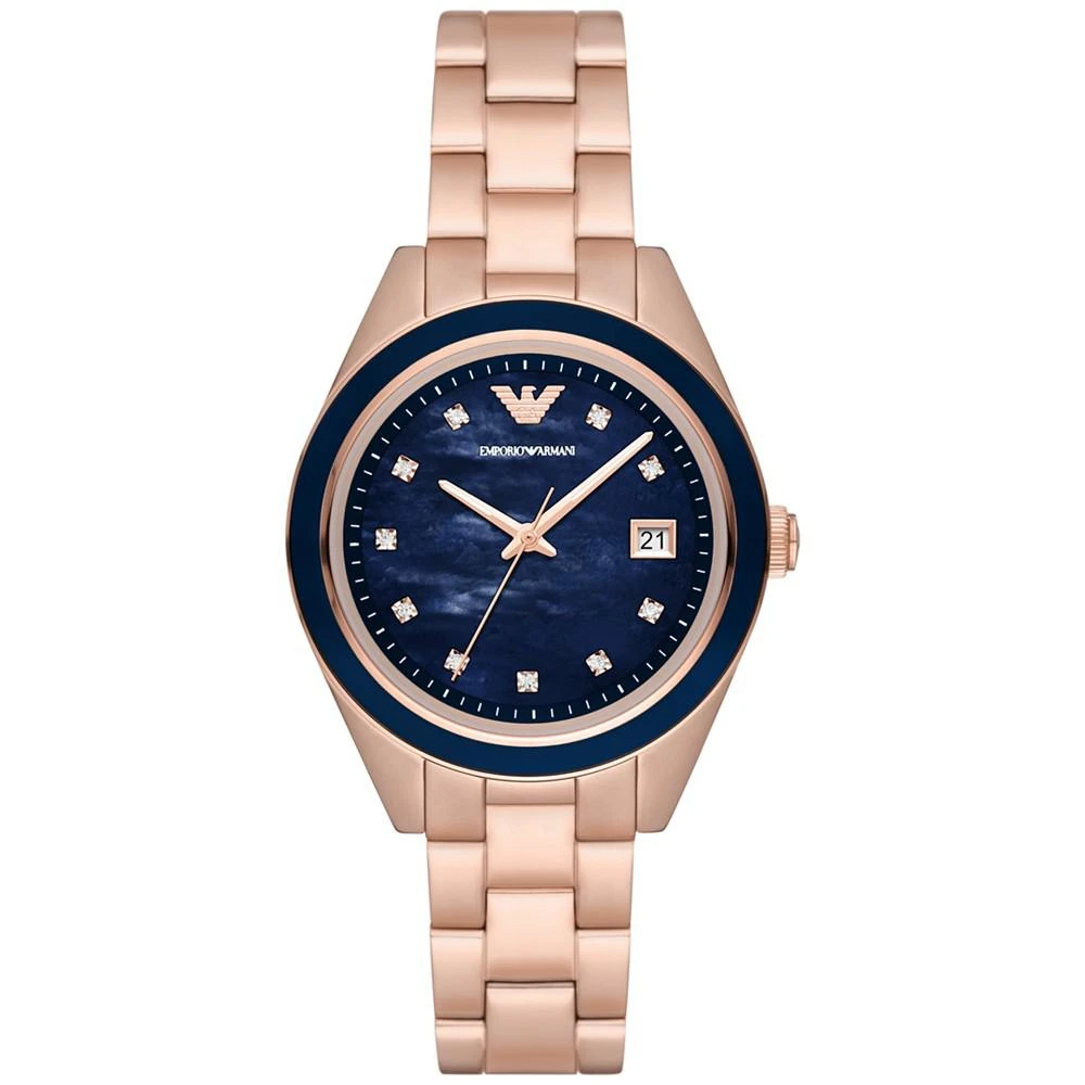 商品Emporio Armani|Women's Rose Gold-Tone Stainless Steel Bracelet Watch 36mm,价格¥2196,第1张图片
