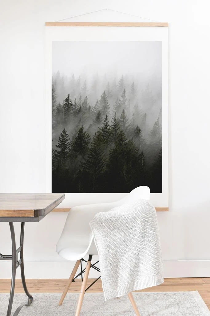 商品DENY Designs|Nature Magick Foggy Fir Forest Fantasy Art Print with Oak Hanger,价格¥368,第1张图片