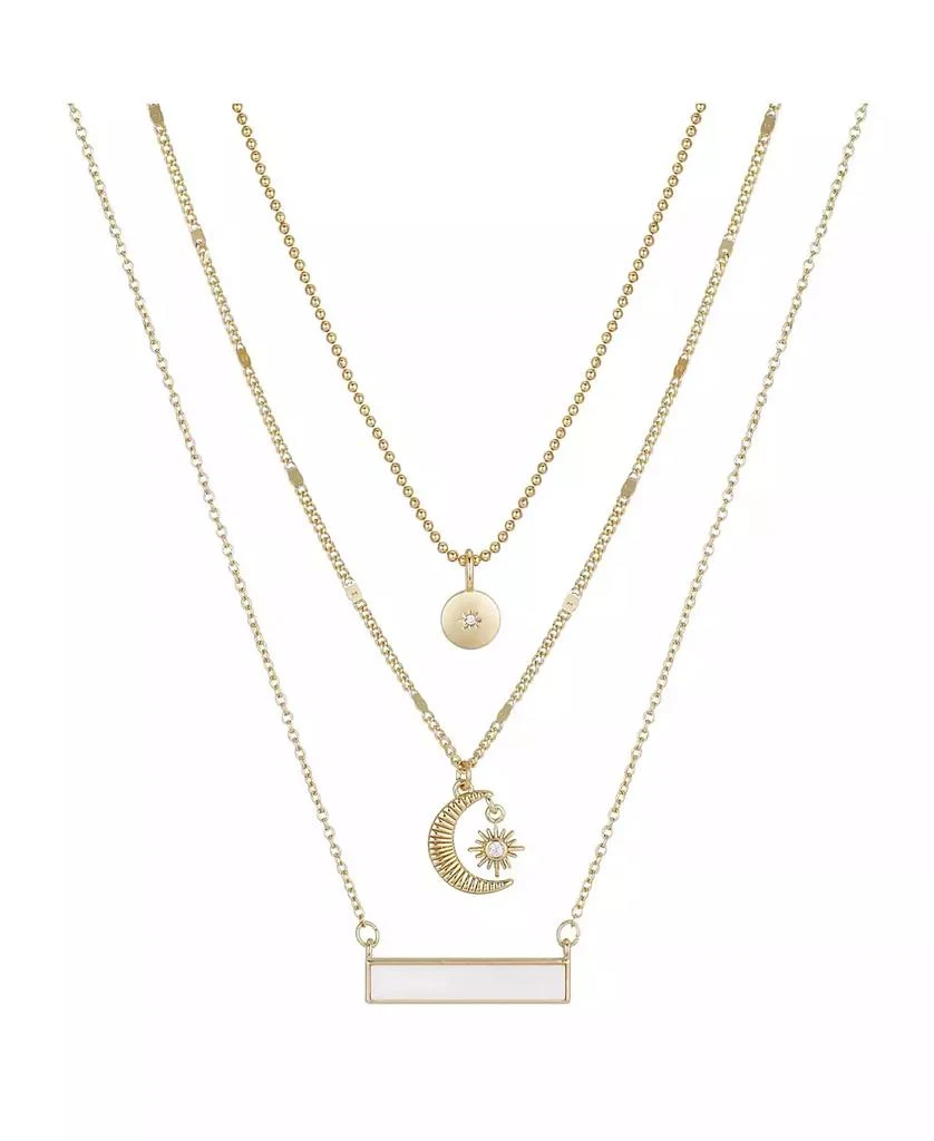 商品Unwritten|14K Gold Flash-Plated 3-Piece Celestial Layered Pendant Set,价格¥150,第1张图片