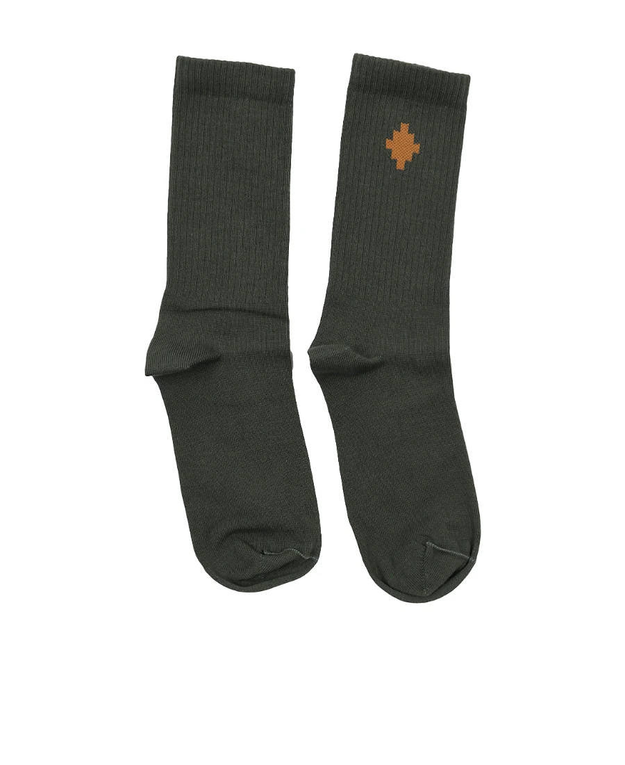 商品【商品预售7天】 Marcelo Burlon|Marcelo Burlon 男童袜子 CBRA001F22KNI0015620MILITARYORANGE 黑色,价格¥563,第1张图片