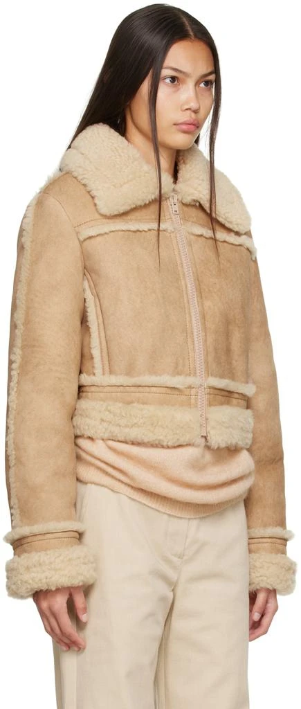 商品Acne Studios|Beige Cropped Shearling Jacket,价格¥7804,第2张图片详细描述