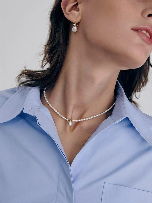 商品hyeres-lor|Silver Freshwater Pearl Petit Bead Choker Necklace,价格¥1937,第1张图片