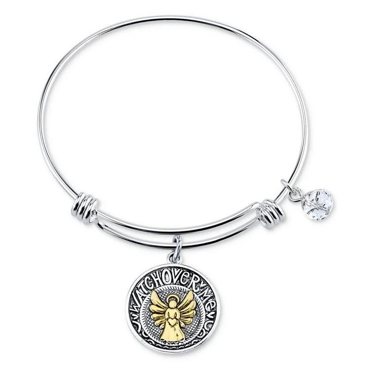 商品Unwritten|Two-Tone Angel Charm Bangle Bracelet in Stainless Steel,价格¥105,第1张图片