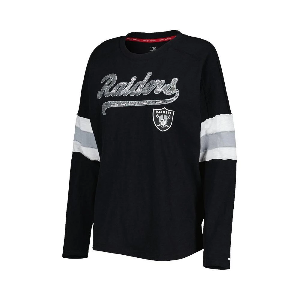 商品Tommy Hilfiger|Women's Black Las Vegas Raiders Justine Long Sleeve Tunic T-shirt,价格¥413,第4张图片详细描述