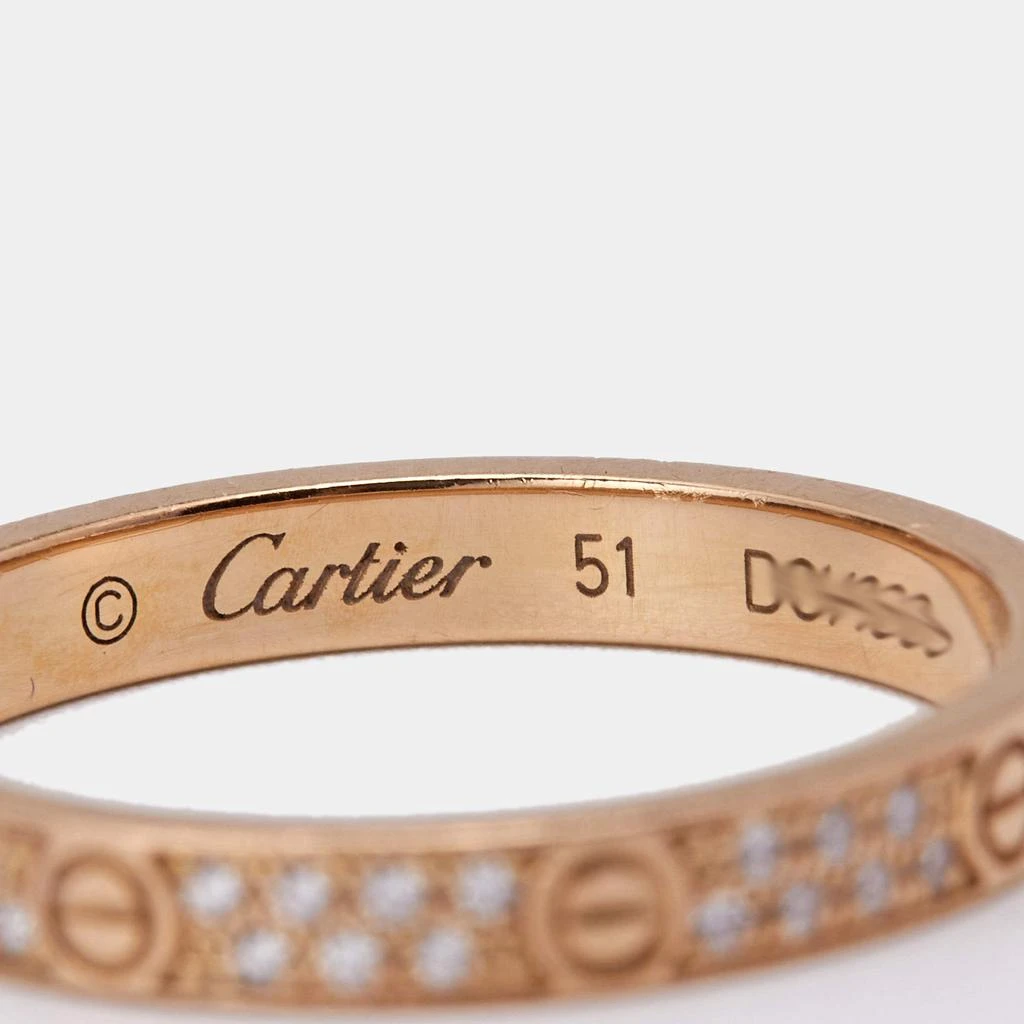 Cartier Love Diamonds 18k Rose Gold Small Model Band Ring Size 51 商品
