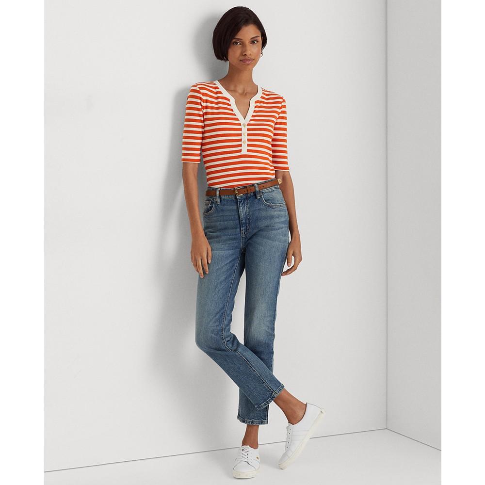 Striped Cotton-Blend Henley T-Shirt商品第4张图片规格展示