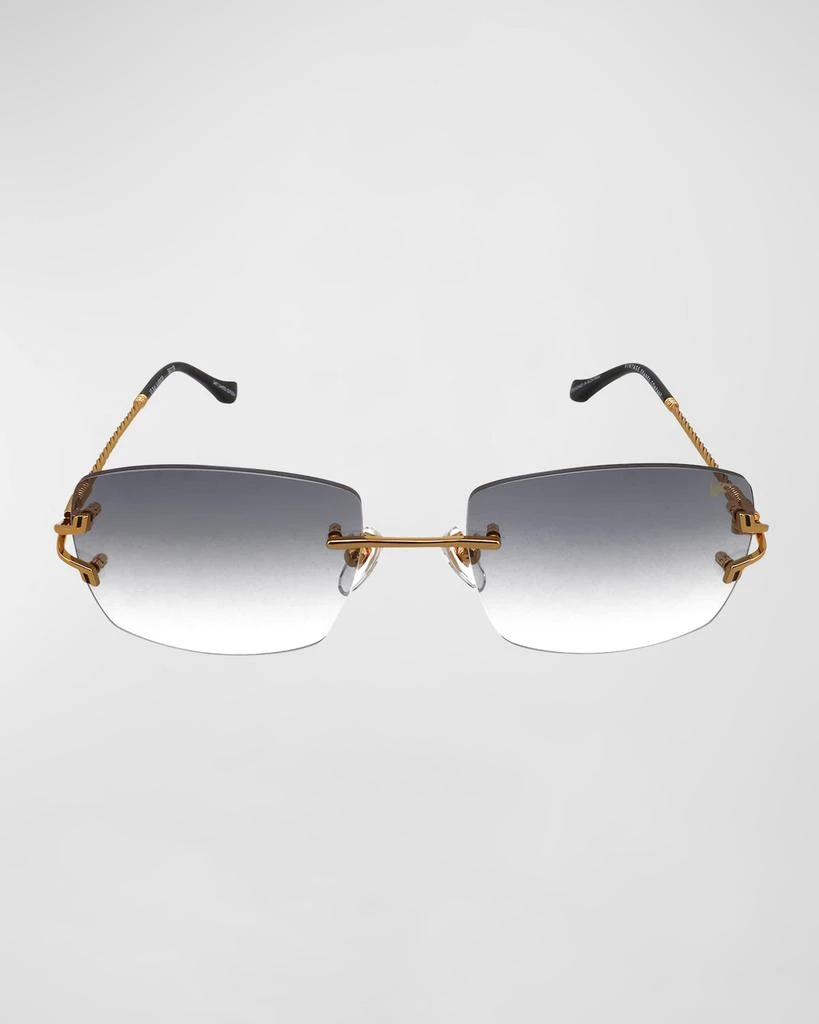 商品Vintage Frames Company|Men's VF Bal Harbour Rectangle Rimless Sunglasses,价格¥2317,第3张图片详细描述