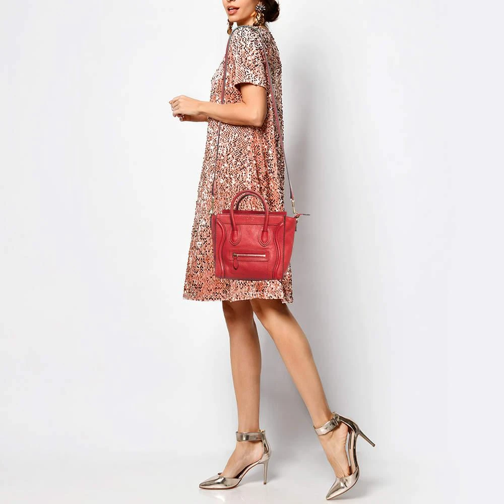 商品[二手商品] Celine|Celine Red Leather Nano Luggage Tote,价格¥10376,第2张图片详细描述
