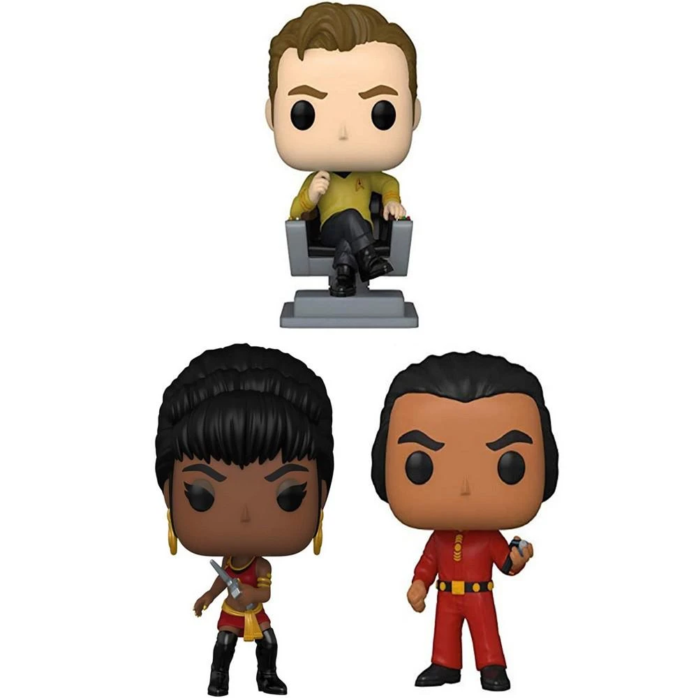 商品Funko|TV POP Star Trek Captain Kirk in Chair Khan and Uhura 3 Piece Collectors Set,价格¥268,第1张图片