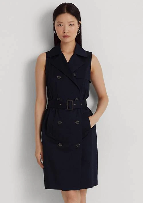 商品Ralph Lauren|Ralph Lauren Micro Sanded Twill Sleeveless Dress,价格¥422,第4张图片详细描述