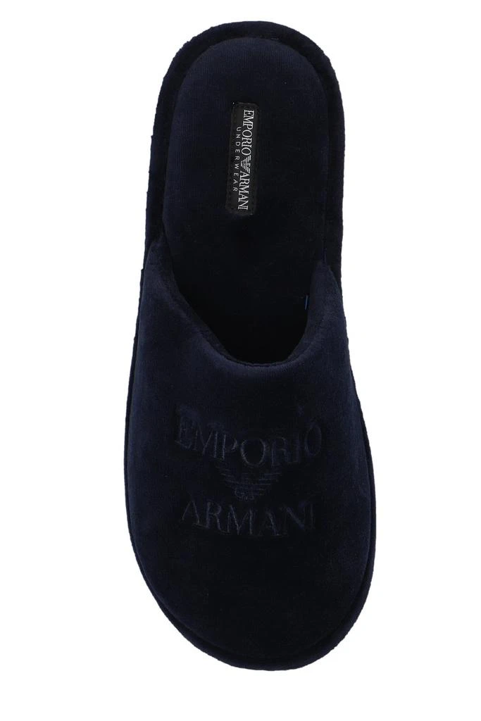 商品Emporio Armani|Emporio Armani Logo Embroidered Slides,价格¥437,第4张图片详细描述