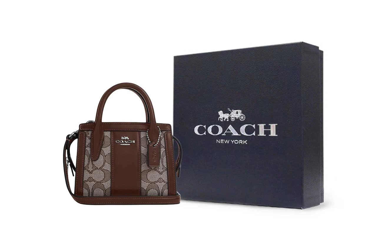 商品[国内直发] Coach|蔻驰 Carryall 15 品牌徽标拉链闭合 精致小牛皮 单肩斜挎手提包 迷你 女款 橡木拼枫木,价格¥1457,第8张图片详细描述