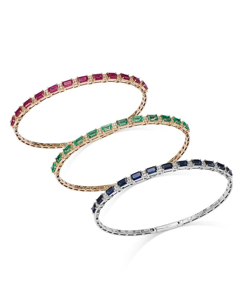 Emerald & Diamond Bangle Bracelet in 14K Yellow Gold 商品