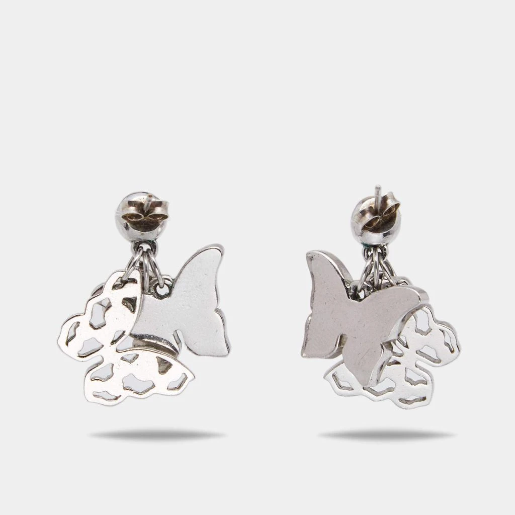 商品[二手商品] Dior|Dior Oblique Mother of Pearl Crystals Butterfly Silver Tone Earrings,价格¥983,第3张图片详细描述