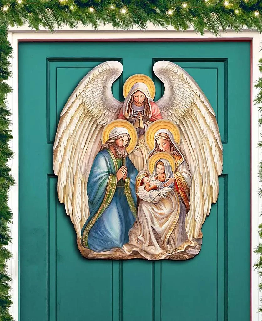商品Designocracy|Nativity with Angel Christmas Wooden Door Decor Wall Decor G. DeBrekht,价格¥989,第3张图片详细描述