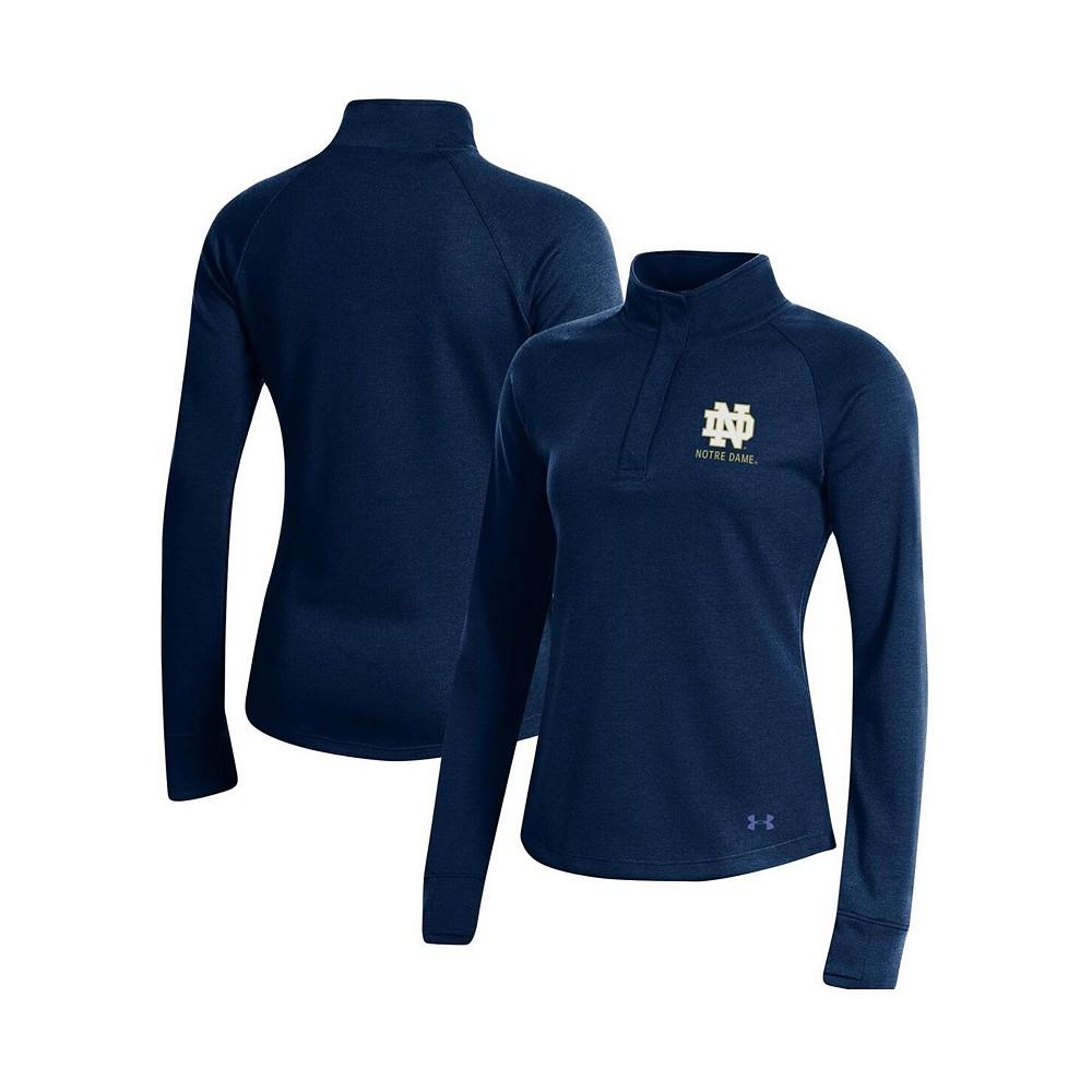 Women's Navy Notre Dame Fighting Irish Double-Knit Jersey Quarter-Snap Pullover Jacket商品第1张图片规格展示