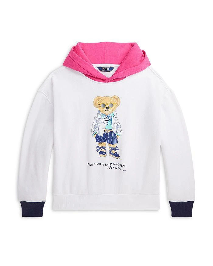 商品Ralph Lauren|Girls' Polo Bear Fleece Hoodie - Little Kid, Big Kid,价格¥254,第1张图片