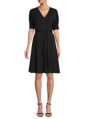 商品Calvin Klein|​Faux Leather Trim A-Line Dress,价格¥284,第1张图片