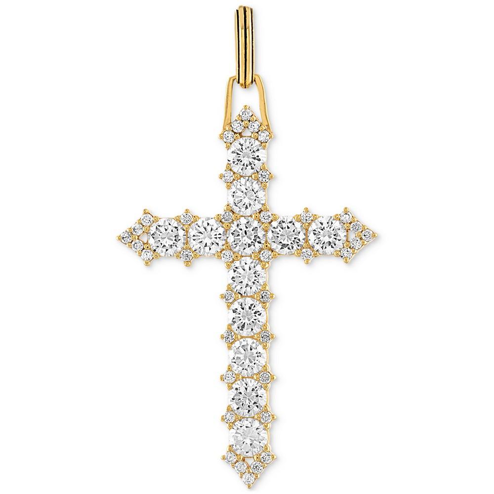 Cubic Zirconia Cross Pendant in 14k Gold-Plated Sterling Silver, Created for Macy's商品第1张图片规格展示