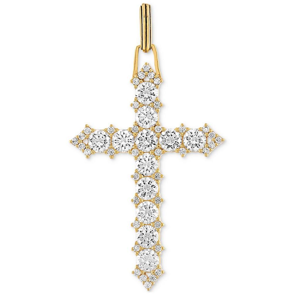 商品Esquire Men's Jewelry|Cubic Zirconia Cross Pendant in 14k Gold-Plated Sterling Silver, Created for Macy's,价格¥2576,第1张图片
