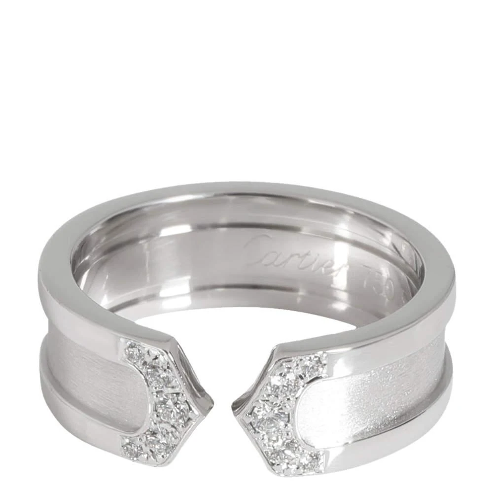 商品[二手商品] Cartier|Cartier 18k White Gold 0.1 CTW Diamond Double C de Cartier Wedding Band Ring Size EU 51,价格¥15780,第1张图片
