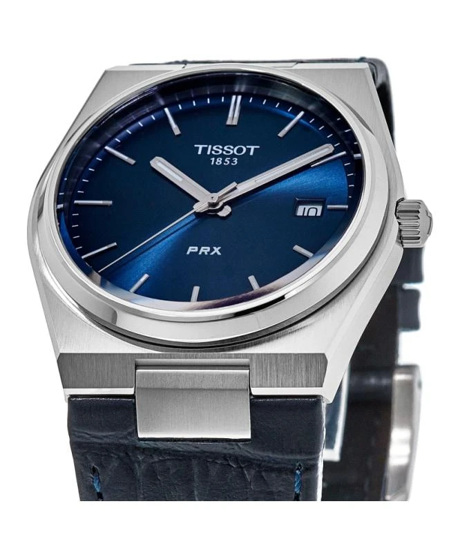 商品Tissot|Tissot PRX Quartz Blue Dial Leather Strap Men's Watch T137.410.16.041.00,价格¥2210,第2张图片详细描述